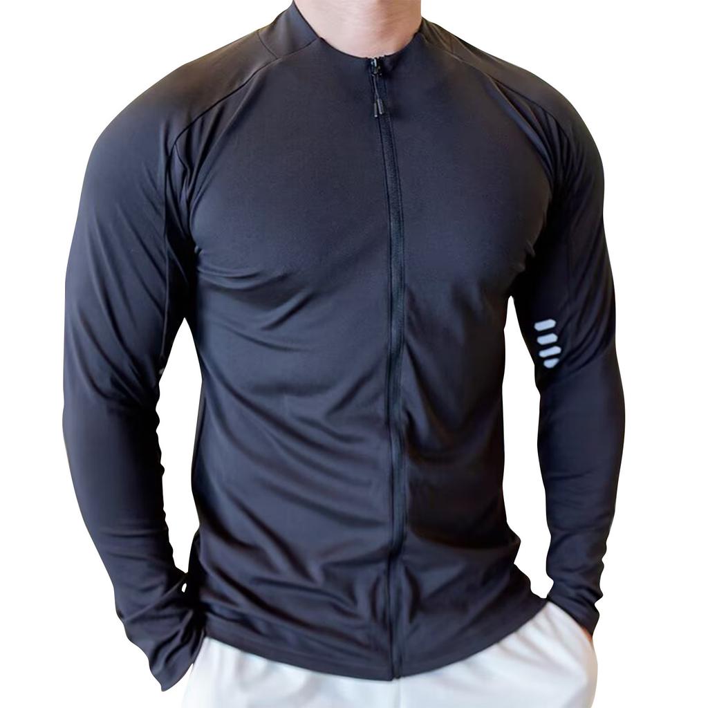 Men's Running Sports Fitness Tops Jacket Cycling Long Sleeve Quick Drying Tights Running Training Suit