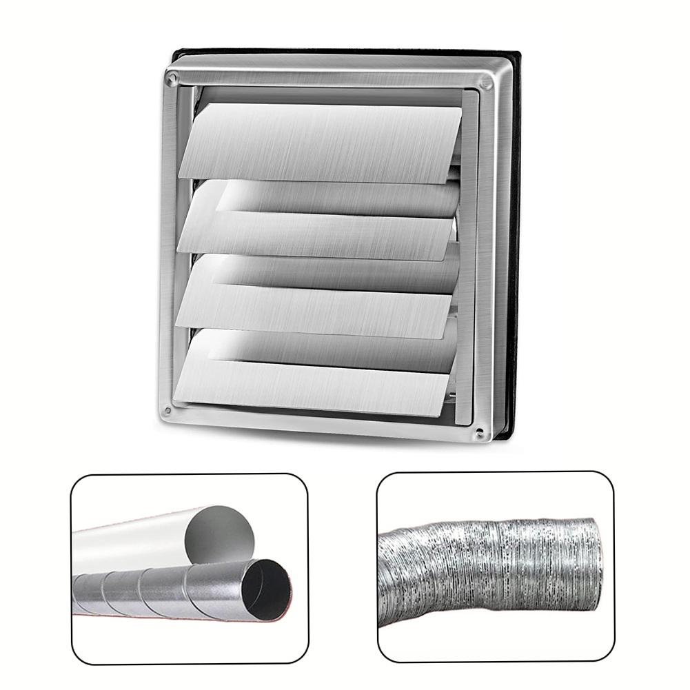Zpětná klapka Nerezový ventilační kryt Gravitační mřížka Potrubní průduch
