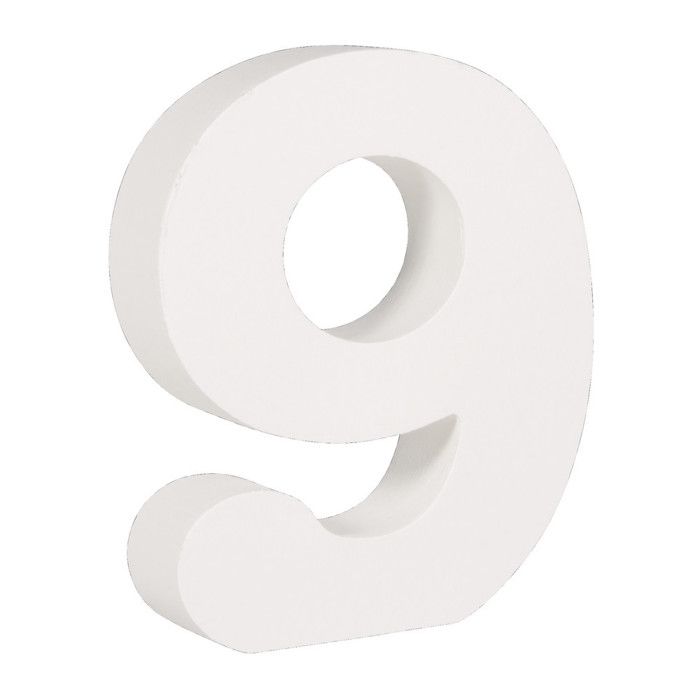 Chiffre 9 MDF Blanc 11 cm