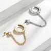 1pc Simple Style Piercing Stud Earring For Women Shiny Zircon Chain Clip Earring Accessory Gold Color Cartilage Fashion Jewelry