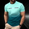 Summer Men's Clothing 3D Gradient Simple Paris Printed Men's T-Shirt Daily Fashion Oversized  Sports Round Neck Short Sleeve Top
