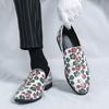 New Handmade Fashion Flower Print Men Loafers Oxfords Shoes Wedding Party Evening Shoes Male Large Size 46 Business Formal Shoes