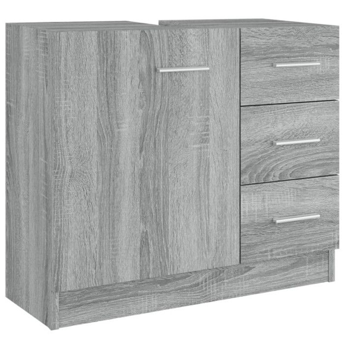VidaXL Washbasin Cabinet Sonoma Grey 63x30x54 Cm Engineered Wood 815631