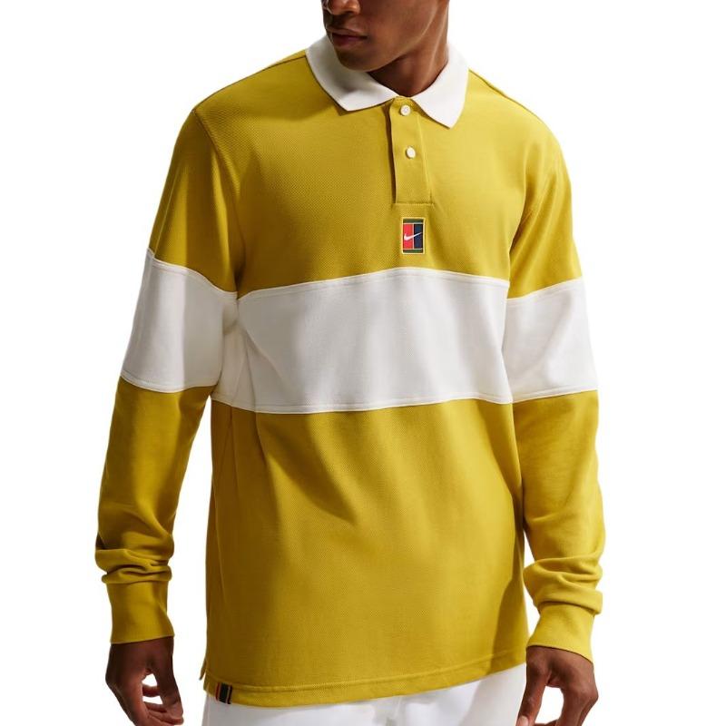 

Nike Court Heritage Comfortable Color Block Pullover Long Sleeve Polo Shirt Men Tops HQ1748-389 XL