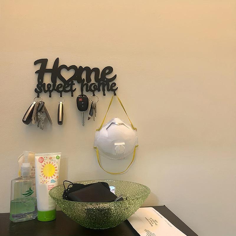 

Metal Wall Mounted Key Holder Decorative Wall Hanger Hook Household Coat Rack With 8 Hooks Clothes Towels Hats Bags Keys