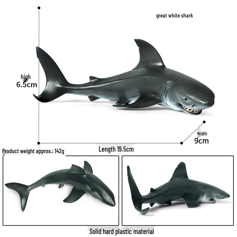 Cross Solid Great White Shark Marine Life Model Toy for Kids
