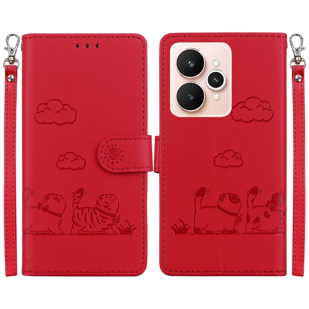 For Realme 15 Pro 5G/15 5G Case RFID Blocking Kitten Pattern TPU+PU Leather Phone Cover with Wrist Strap