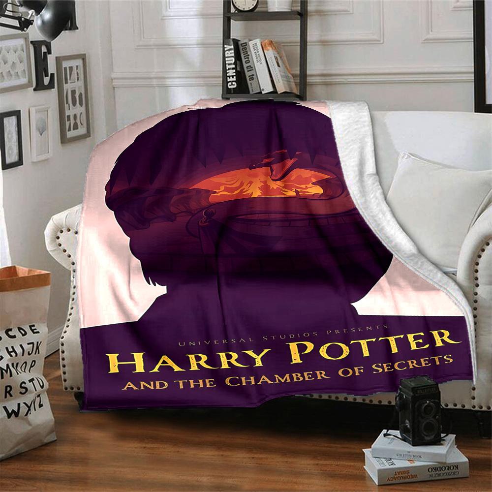 1pc Harry Potter Flannel Throw Blanket - HD Printed Lightweight Soft Warm All-Season Blanket for Sofa, Bed, Travel, Camping 039