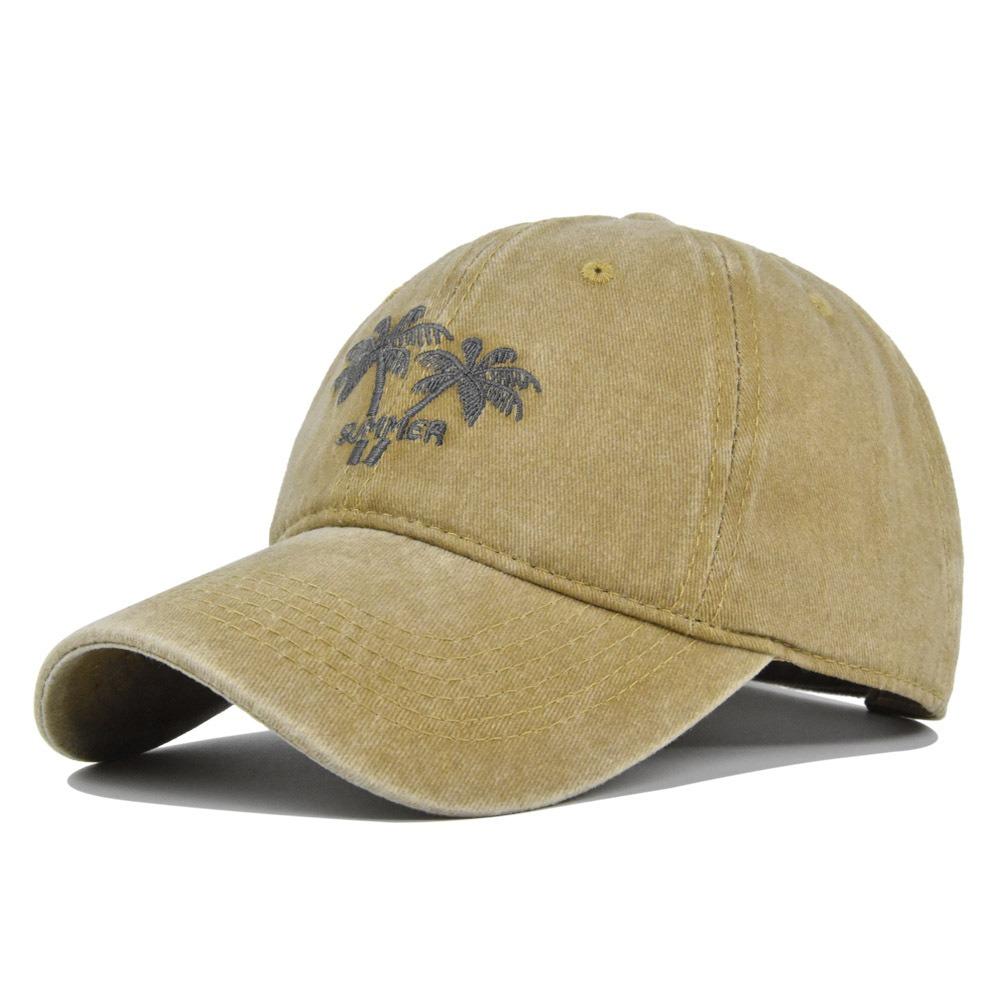 Unisex Washed Cotton Cap Coconut Tree Embroidery Baseball Cap For Men Women Streetwear Dad Hats