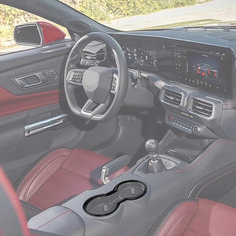 Center Console Cup Holder Trim Carbon Fiber For Ford Mustang 2024-2026 Car Styling Interior Mouldings Accessories Modified
