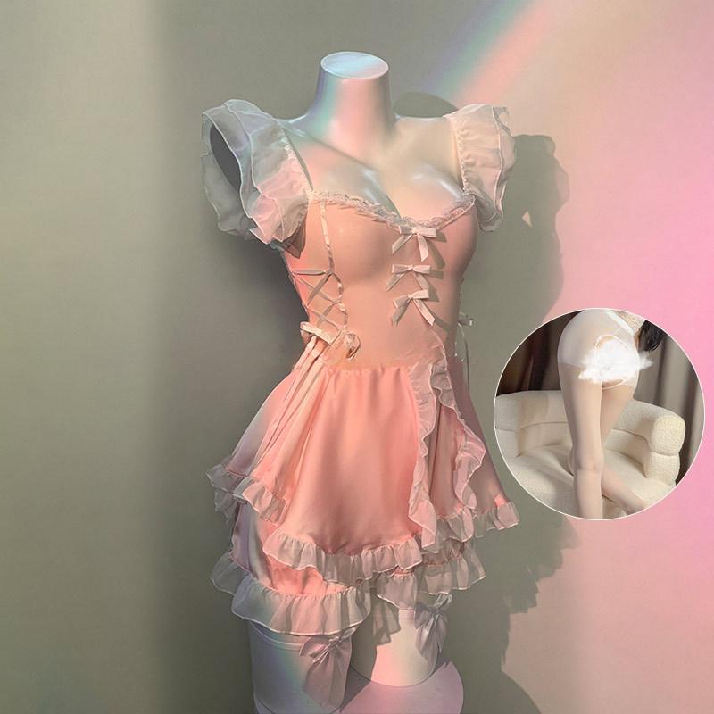 Transparent sexy lingerie cute maid maid small boobs perspective hot pure desire flirting bed uniform seduction