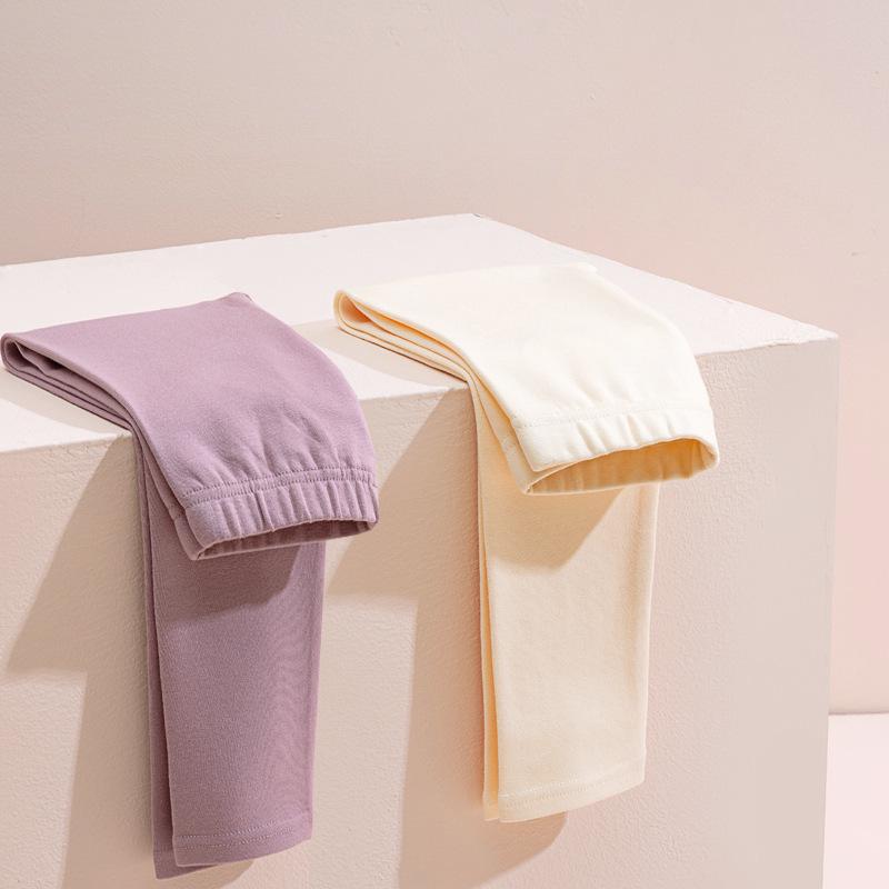 Zweiteiliges Set: Hochelastische, gebürstete Baumwoll-Leggings für Mädchen für Herbst/Winter