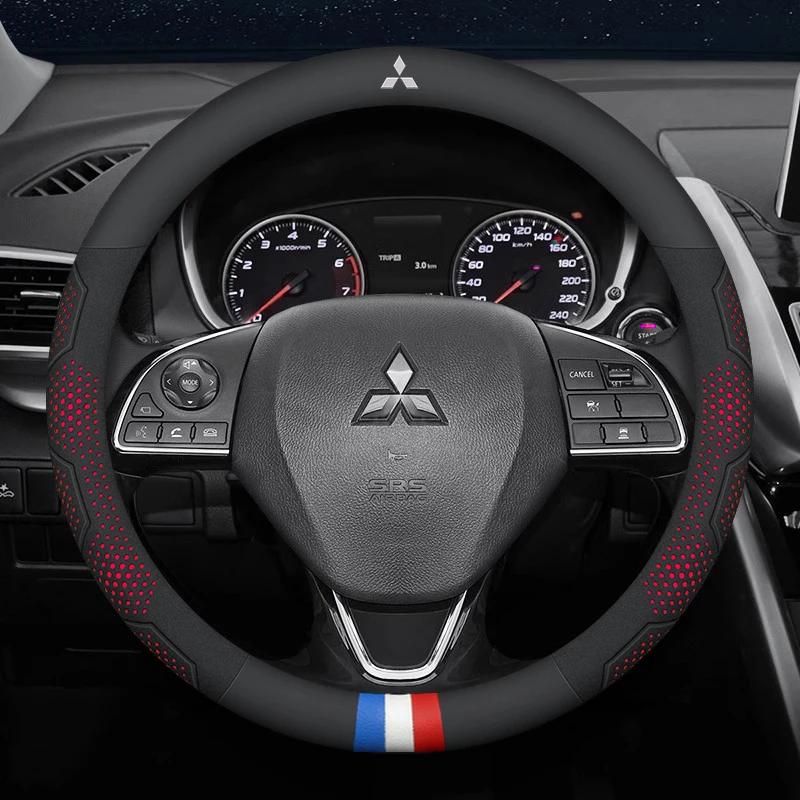 For Mitsubishi Outlander Pajero Asx Colt Lancer Evolution X L200 Triton RALLIART Car Anti-Slip Carbon Fiber Steering Wheel Cover AV2