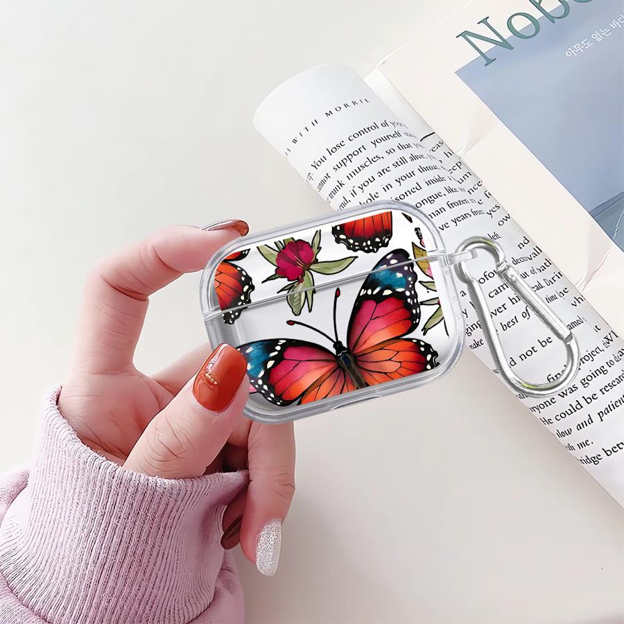 Red Blue Butterfly Clear Earphone Cases Cover Case For Airpods Pro3 1 Pro Pro2 4 2 3