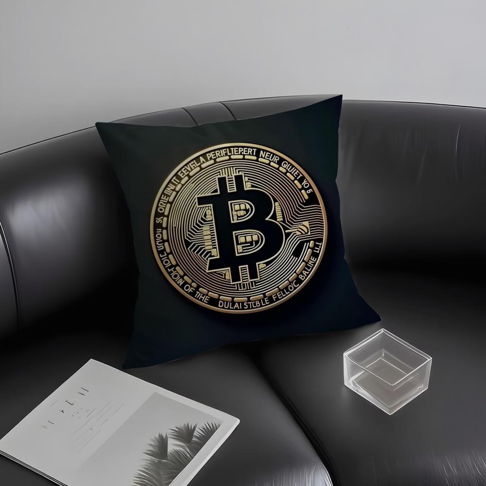 Bitcoin Fashion Cushion Cover Pillowcase Ultra Soft Skin Friendly Fabric Cloud Like Comfort & Concealed Zipper