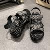 Super fire flat bottom women's sneakers women 2025 summer new Korean version of Xiaoxiangfeng student Internet celebrity Velcro sandals