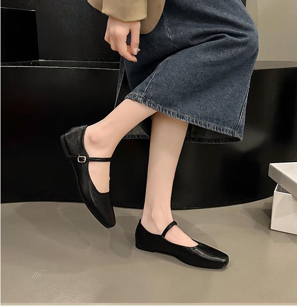 Léto Novinka Značka Ženy Ploché Móda Čtvercová špička Mělká Boty Mary Jane Měkké Ležérní Baletní boty Boty se zapínáním