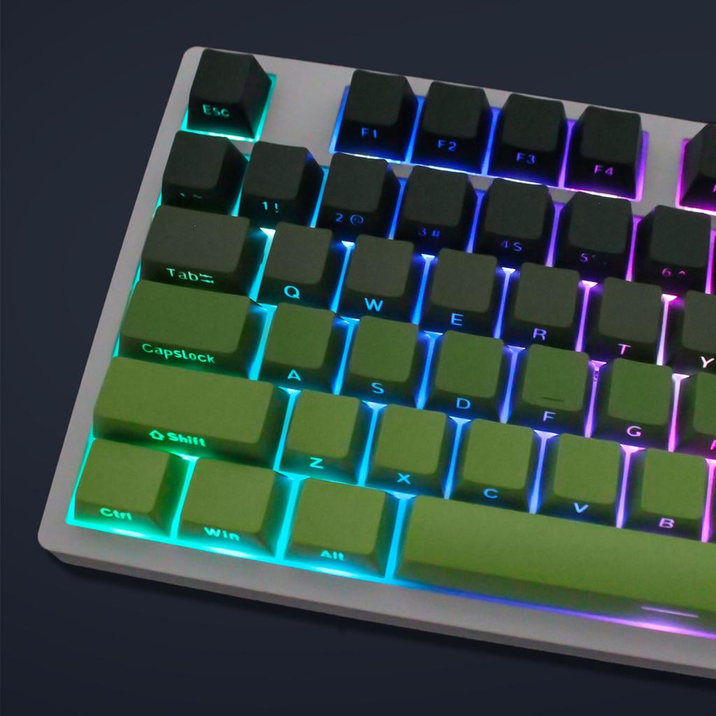 135 Key PBT Backlit Keycaps Gradients Green Keycaps Set Keycaps Double Shot OEM Profile Keycaps for Mechanical Keyboard
