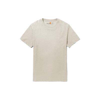 Solid Color Slim Fit Crew Neck Short Sleeve T-Shirt Men Tops Beige A2EKJ-CY2
