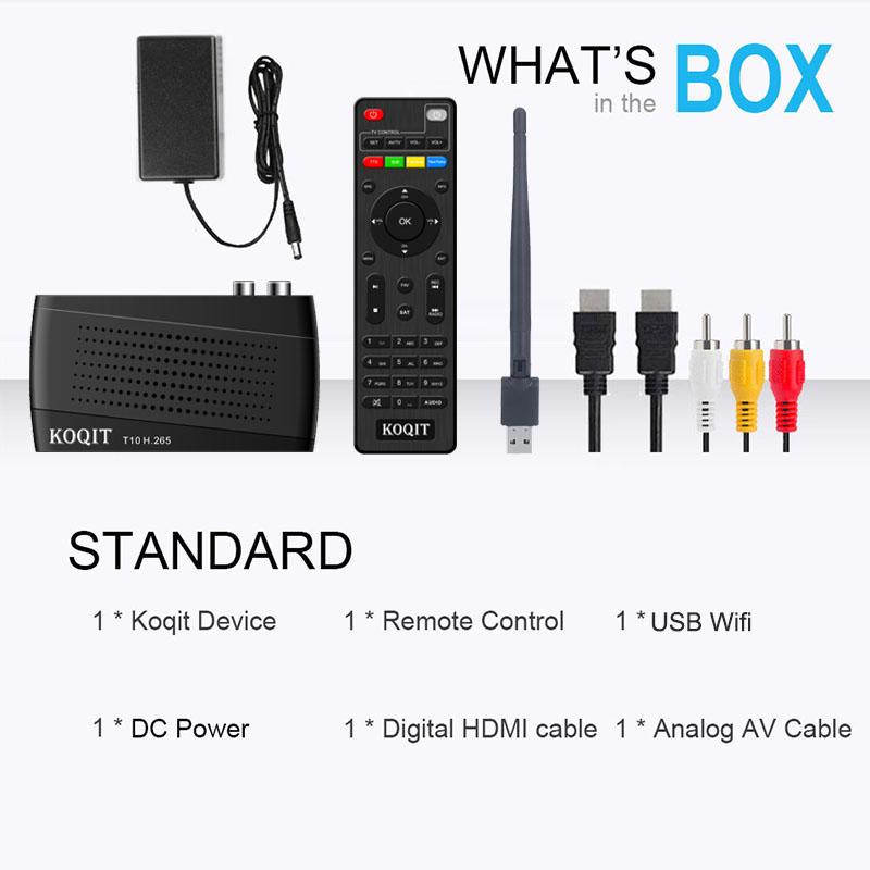 Europe H.265 DVB-T2 DVB-C TV Decoder HD 1080P Mini TV Tuner HEVC 10Bit FM Digital Terrestrial Receiver Support WiFi