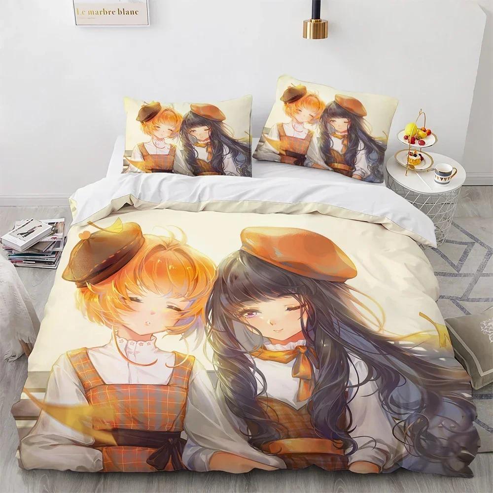 

Anime Card Room Cherry Blossom Bedding Set Suite Bedroom Bed Cover Single and Double King Size Quilt Cover Home Textile 2/3pcs 70x133cm 2pcs
