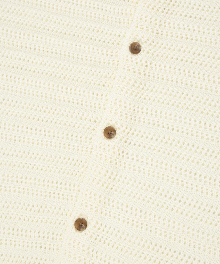 COVERNAT Crochet Half Knit Shirt Ivory
