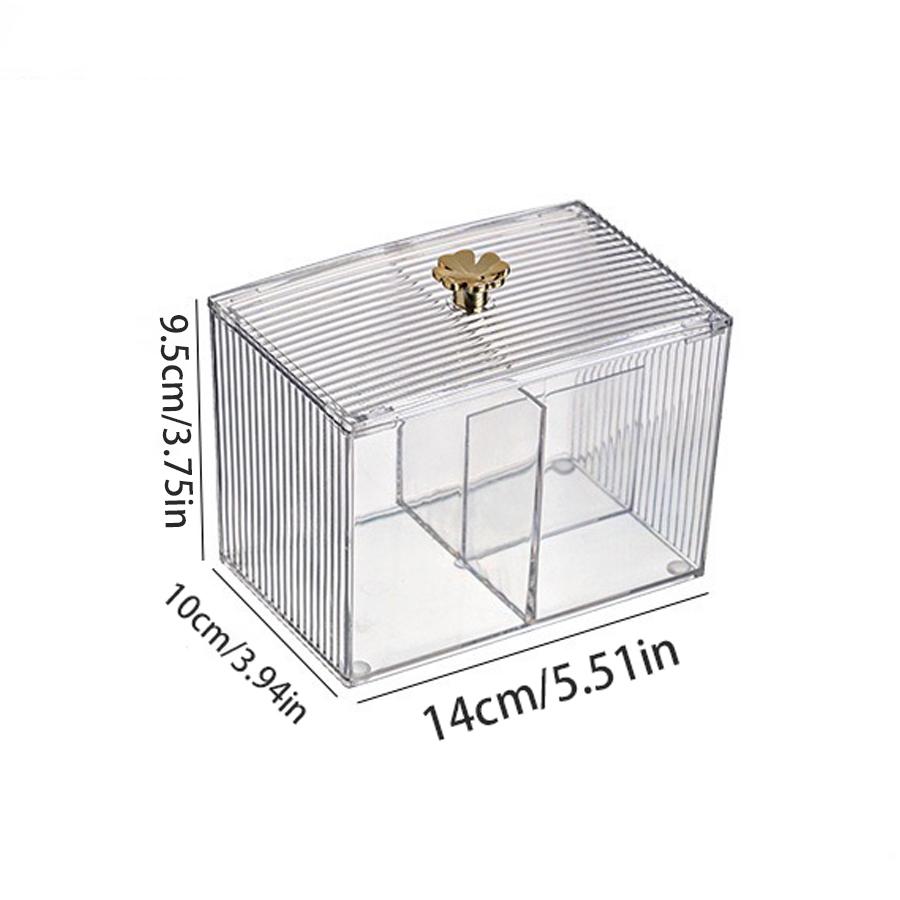 1 pc Multifunctional storage box, transparent acrylic cotton swab storage box with lid, multiple compartments with gold handle чистый