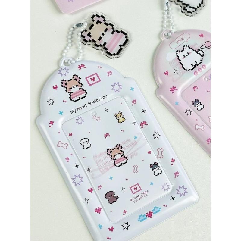 

1Pc Cartoon Dog Theme Card Cover, Bus Card Cover, With Pendant Photocard Holder, Cute Campus Card Cover белый