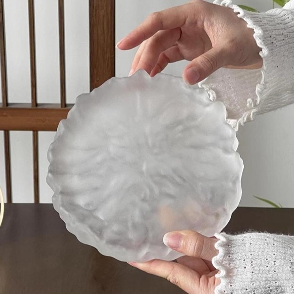 Exquisite Frosted Glass Plate Elegant Dessert Plate Creative Afternoon Tea Plate  Kitchen