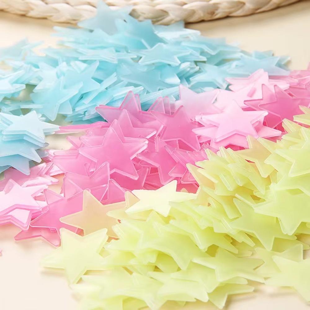 3D Star and Moon Energy Storage Fluorescent Glow In the dark Luminous on Wall Stickers for Kids Room living room Deca