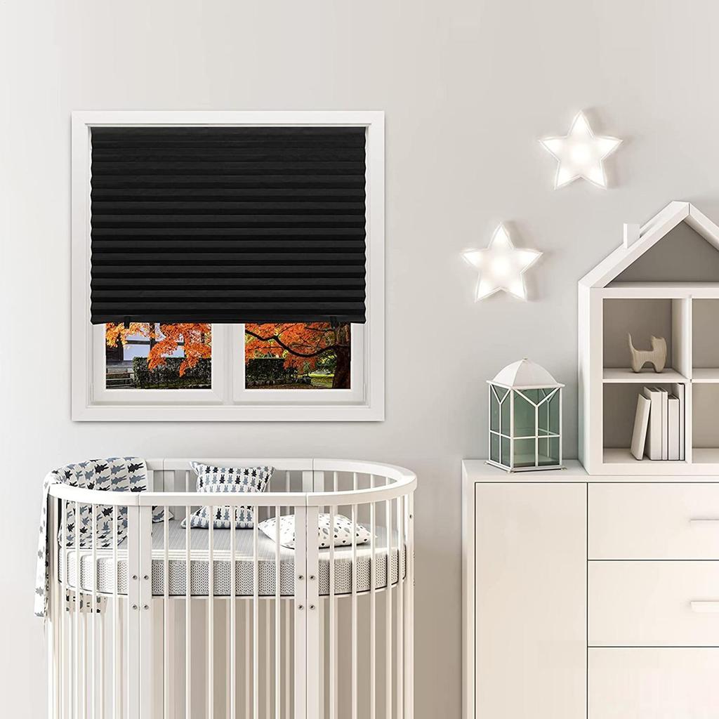 Self Adhesive Shade Pleated Curtain BlackoutLight Block Cordless Curtains Bathroom Balcony Shades Curtains Window Cover