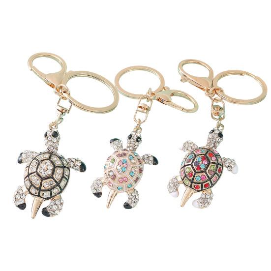 Cute Turtle Shape Rhinestone Keychain Sparkling Faux Crystal Bag Charm for Purse Handbag Accessory Gift for Women Girls