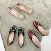 Shoes for Woman 2024 Red Moccasins Women's Summer Footwear Flat Flats Square Toe Low Heel Elegant Fashion Comfortable on Sale A