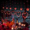 3 Bucăți Lumini Cortină Inimă cu Ventuze Lampă Portabilă Iubire Lumini Fereastră de Ziua Îndrăgostiților cu Telecomandă Iluminat Festiv Romantic