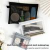 Black/Gray/White Mesh Cosmetic Bag Travel Storage Makeup Bag Organizer Female Make Up Zipper Pouch Portable Toiletry Case