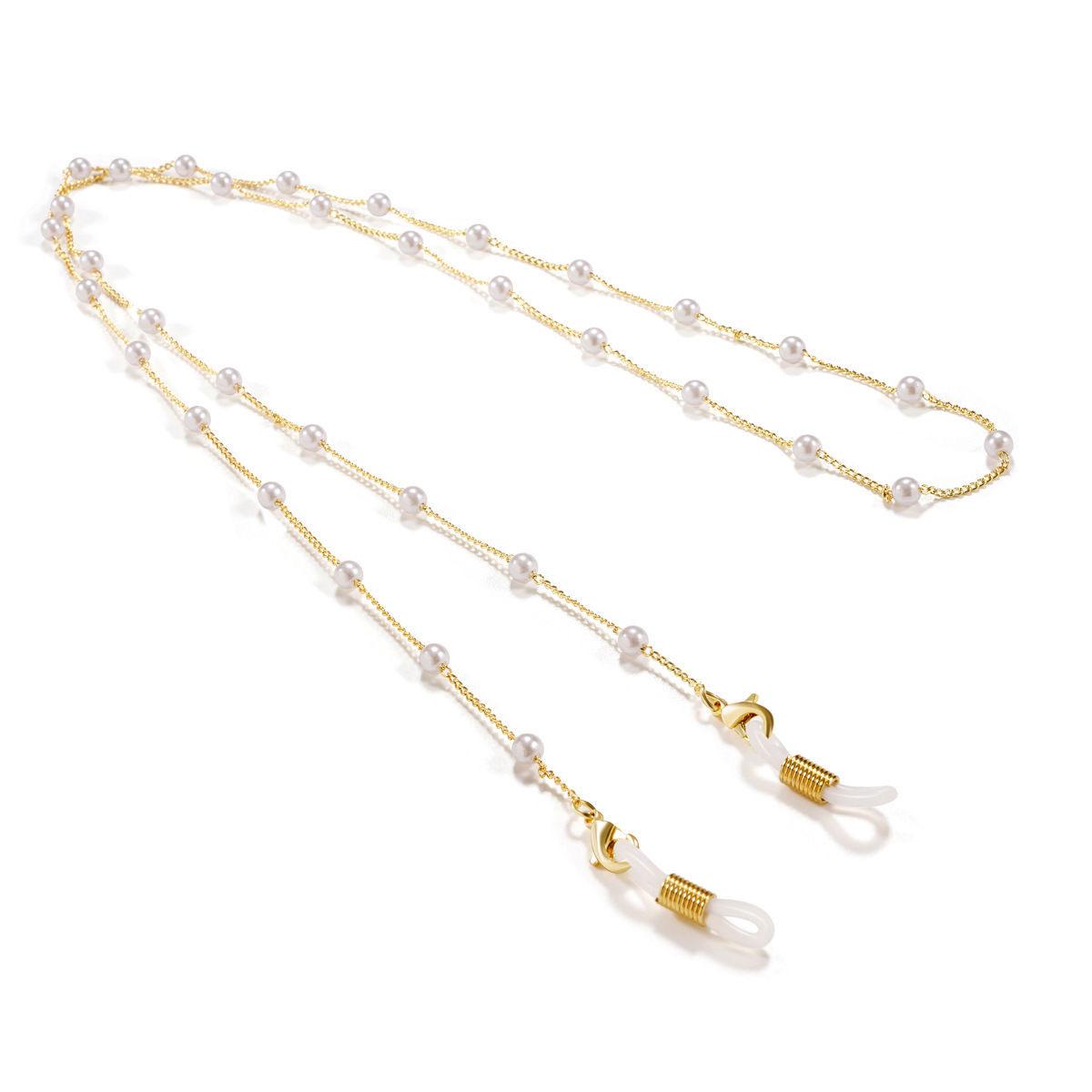 Stylish And Simple Pearl Glasses Chain Color Retention Necklace Lolita Retro Pearl Reading Glasses Lanyard To Prevent Glasses Rope