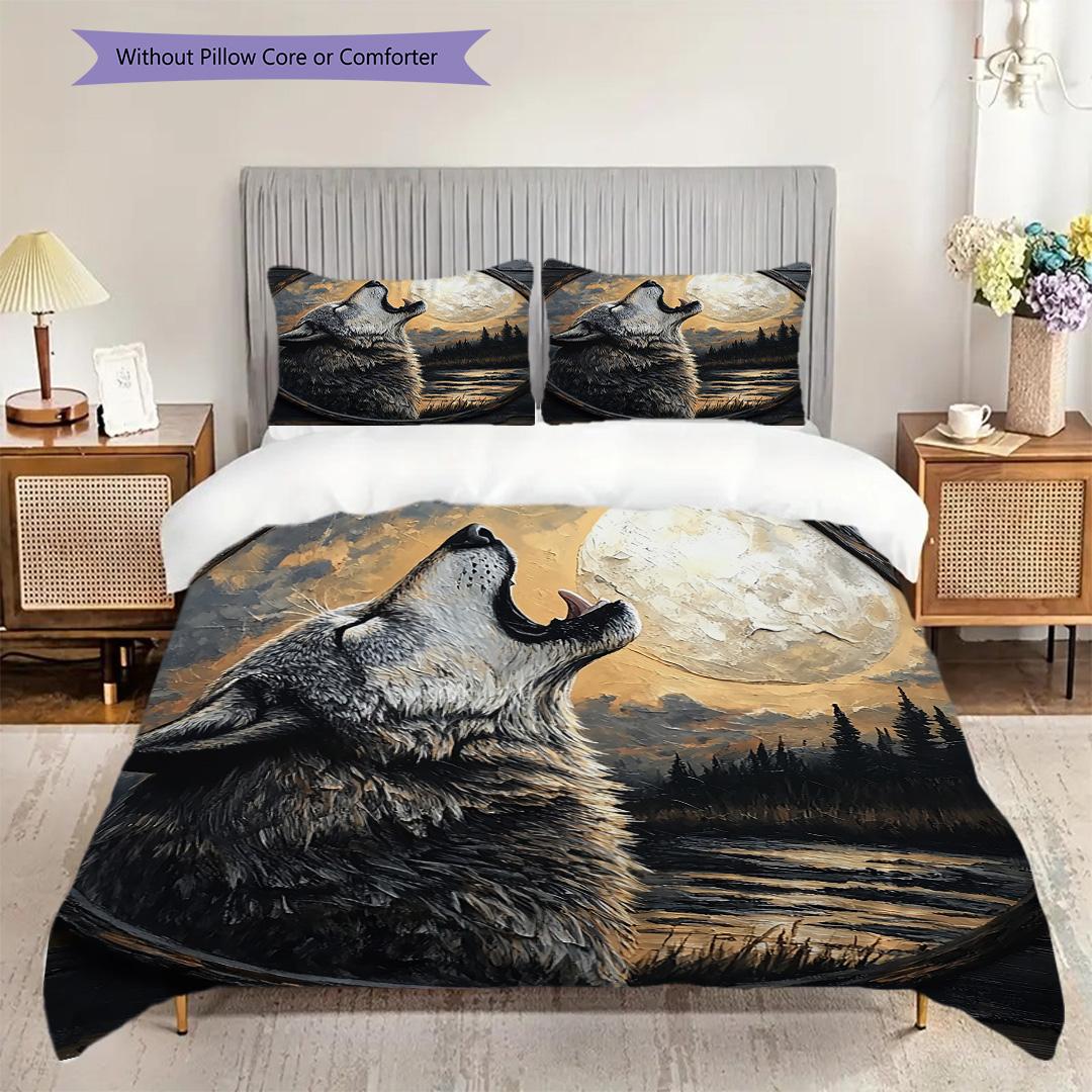 

Wolf Pattern Bedding Quilt Set Quilt Cover Pillowcase Home Decoration Birthday Gift (1 * duvet cover + 2 * pillowcase, without core) 135x200cm