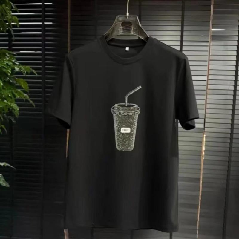 

New Trendy Brand Summer Design Men s Round Neck Short-sleeved T-shirt Loose Top 4XL чорний