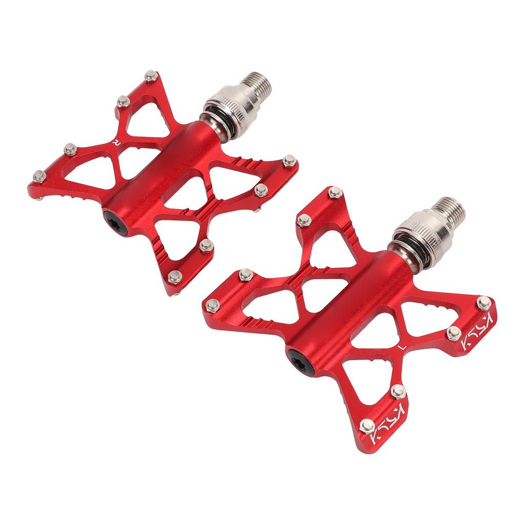 Quick Release Pedals, Aluminum Alloy Long-Life Waterproof Hollow Design for Road Bikes and Mountain Bikes (Red, Boxed) (Dilwecperbkw7vy-12)