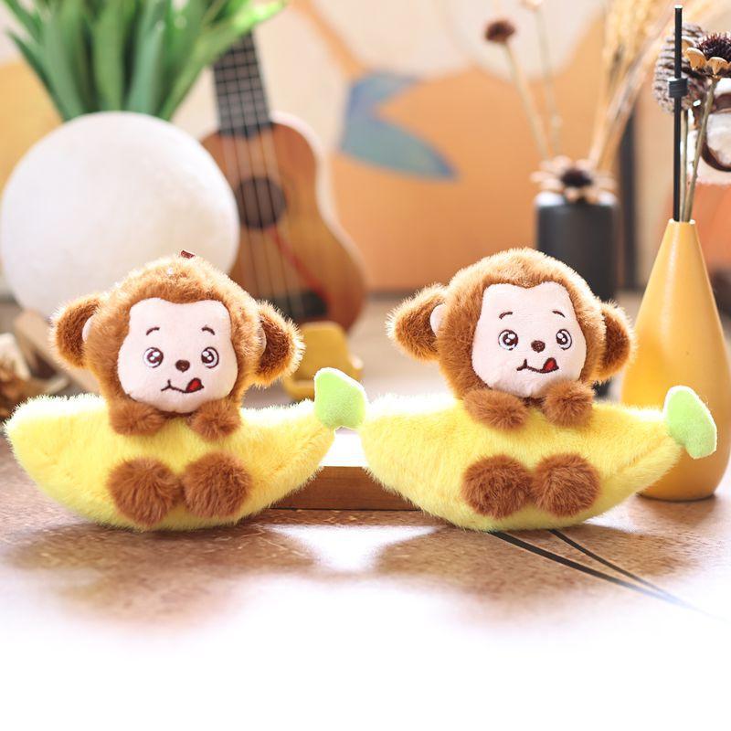 1 Piece Adorable Banana Monkey Keychain Charm Cute Monkey Plush Ornament Soft Bag Pendant For Boys Gifts