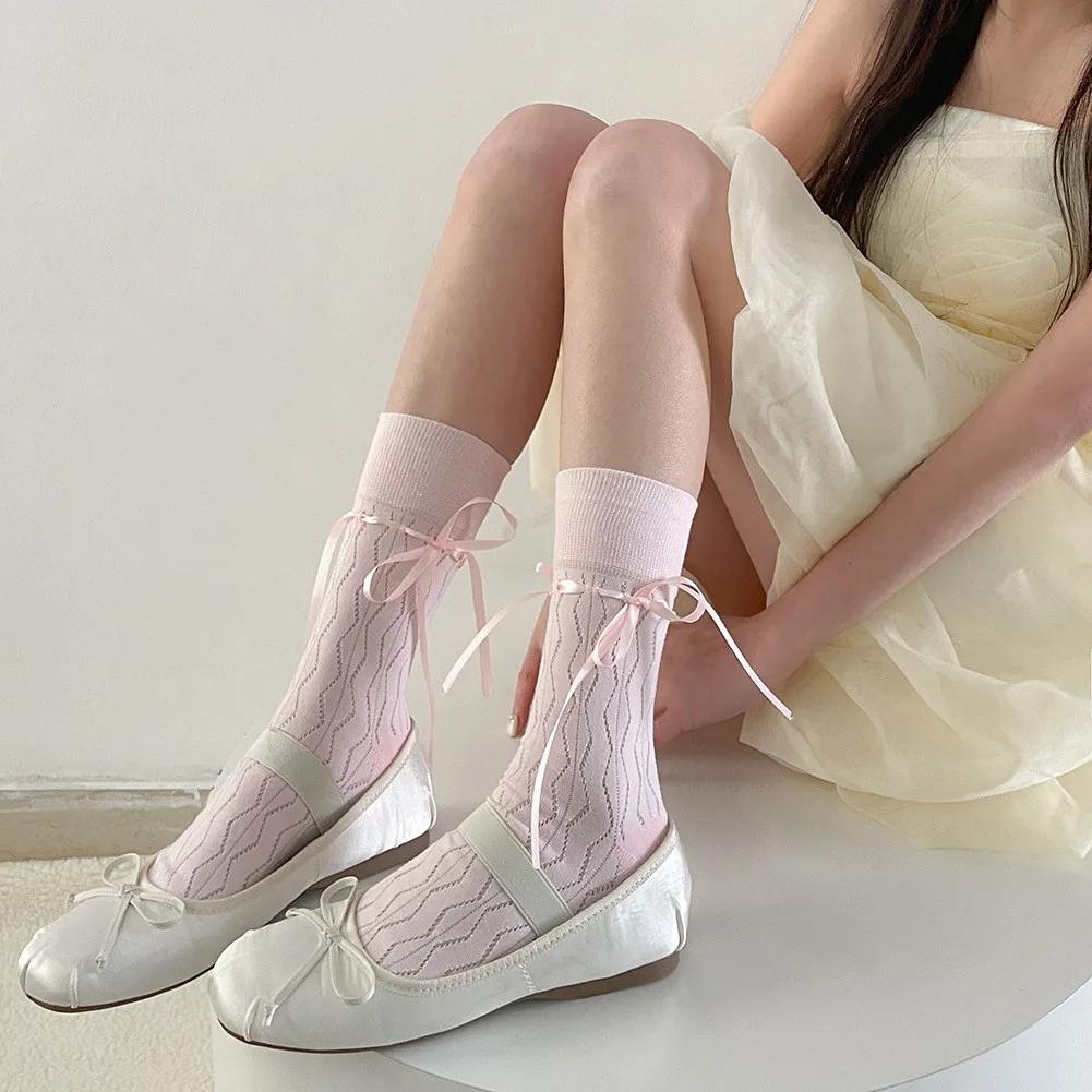 

Fashion Bow Ankle Socks Women Lolita Cute Girls Velvet Bowknot Crew Sock Princess Japanese Kawaii Solid Black White Ankle Socks One Size розовый
