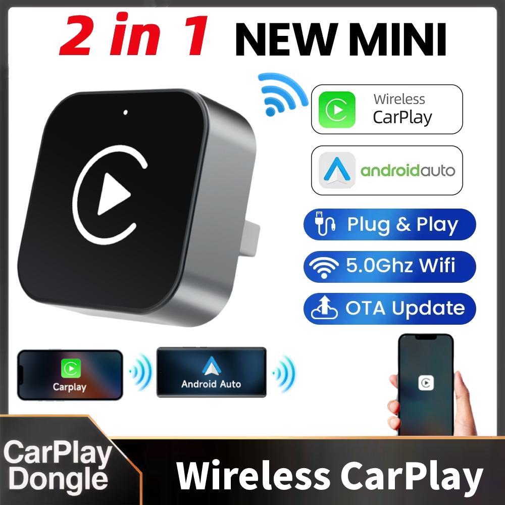 New 2 In 1 Wireless CarPlay Android Auto Adapter USB Dongle Smart Mini AI Box Plug & Play Auto Fast Connect For iPhone Android
