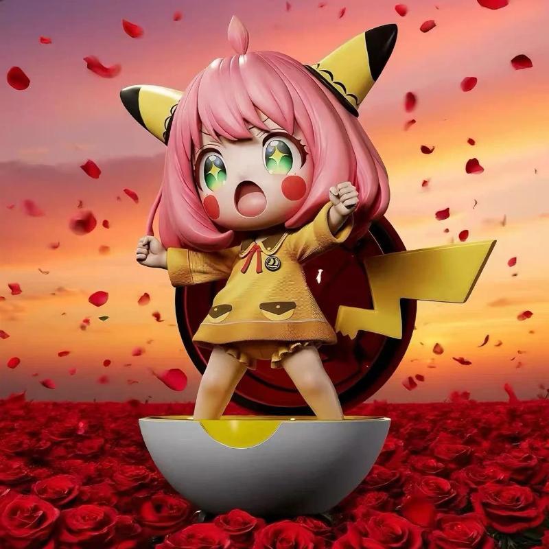 Spy Family Anya Anime Figure Anya Cos Pikachu Action Figurine Attack On Titan Model Collection Statue Doll Toys Kids Gifts