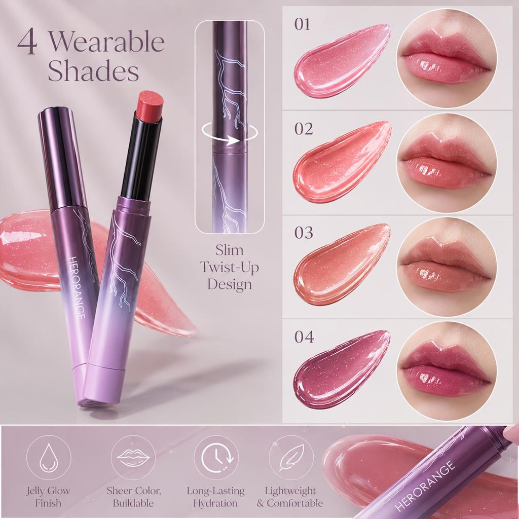Smoky Amethyst Freeze Solid Lip Gloss, Tinted Moisturizing Lip Balm, Long-Lasting Waterproof Hydrating Plumping Jelly-Like Glossy