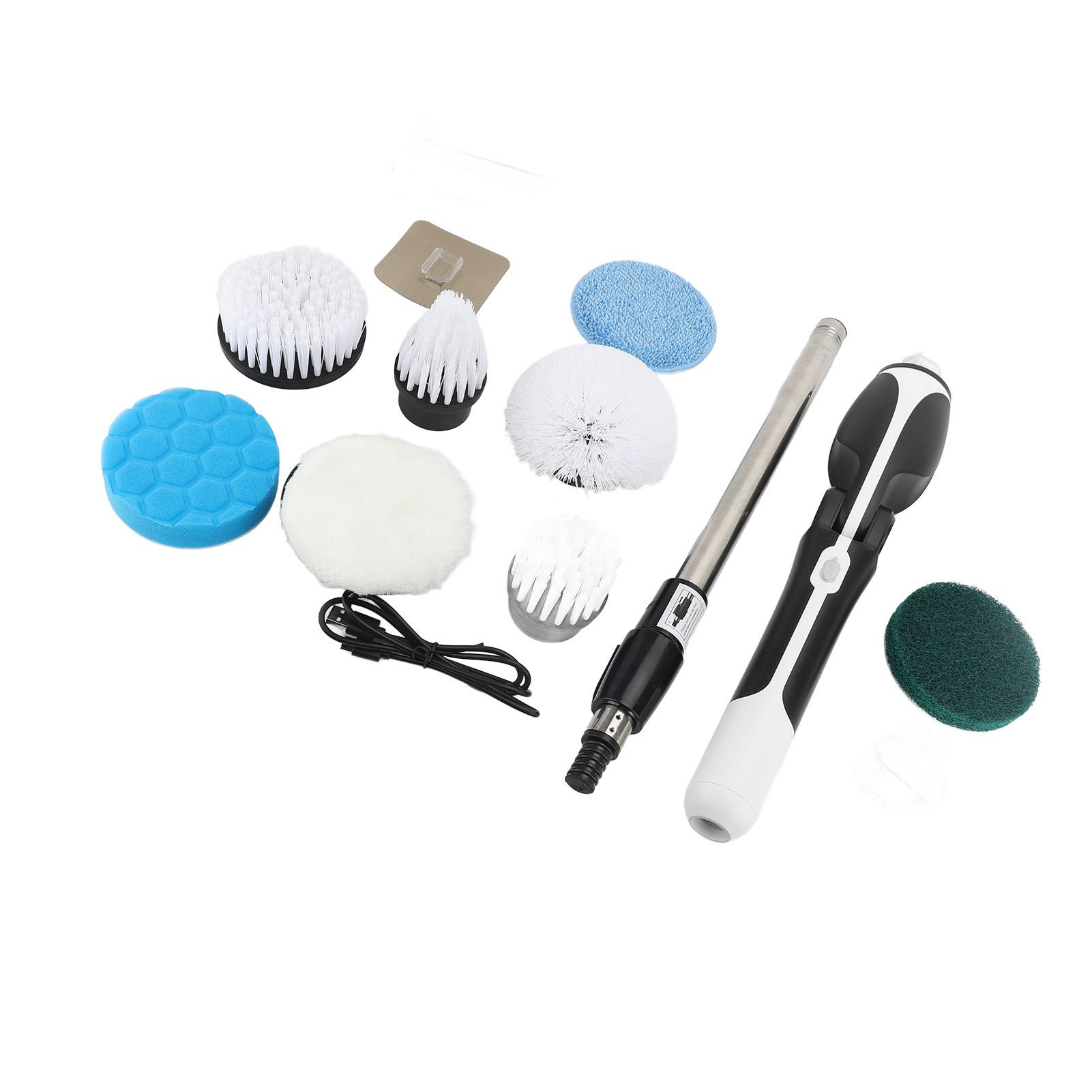 

Electric Spin Scrubber 2 Gears IPX7 Rainproof Cordless Electric Scrubbing Brush with 8 Brush Heads Remote Control Handle for Bathroom Kitchen