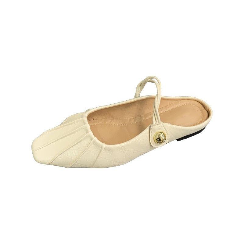 French toe half slippers women's summer wear high-end Mary Jane shoes Muller shoes cool slippers
