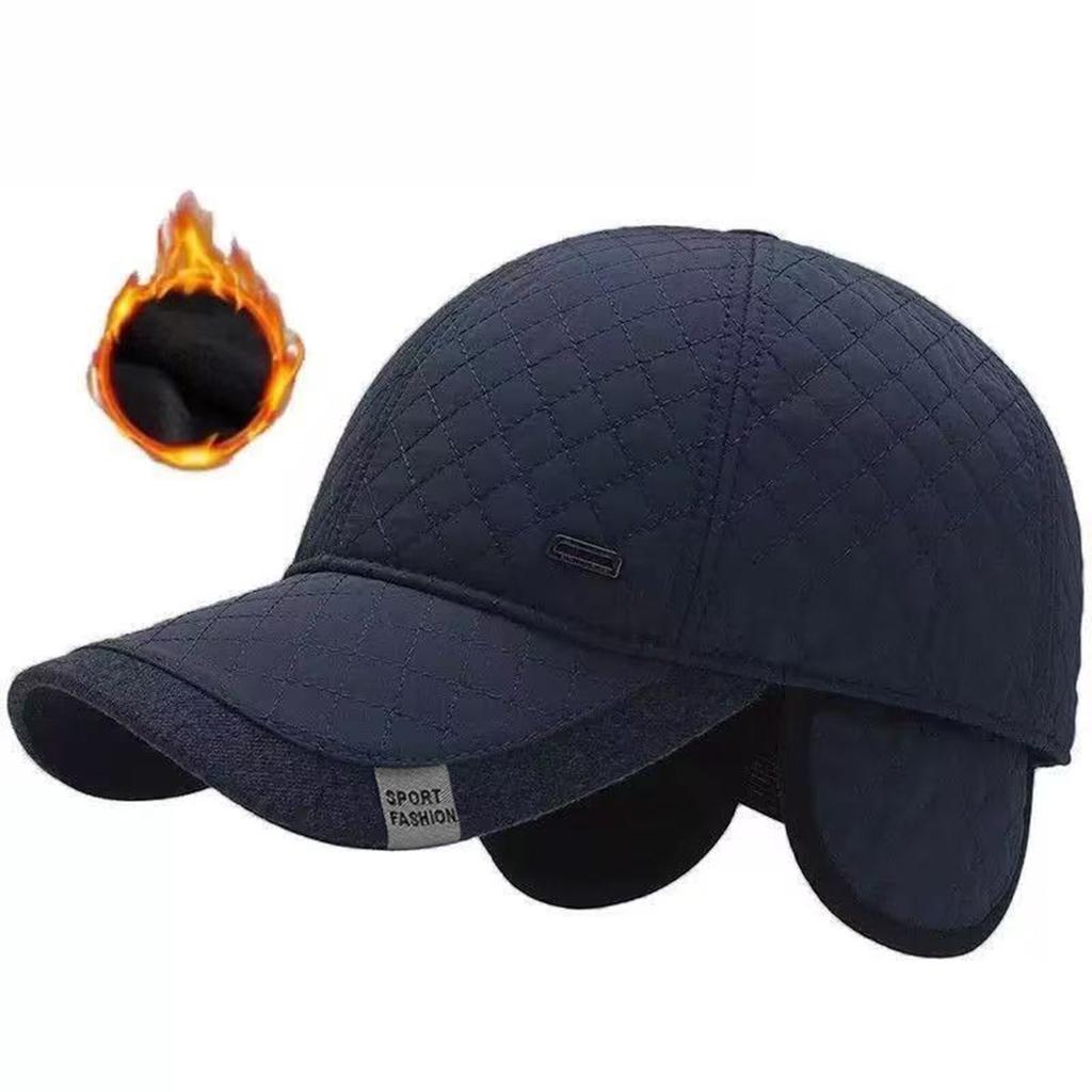 Fashion Diamond Grid Ear Protection Baseball Cap Winter Middle-aged and Elderly Warm Hat Leisure Travel Outdoor Hats Golf Caps