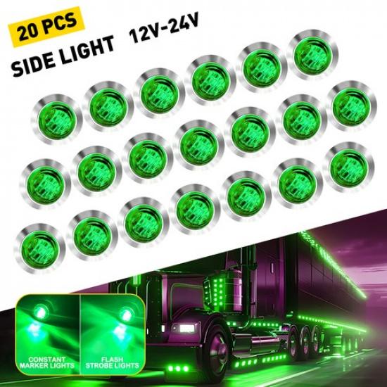 3/4 Inch LED Marker Lights Round Amber/Red/Blue/Green/White Clearance Brake Lamp