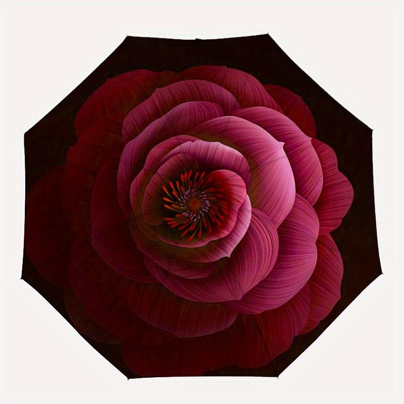 

1pc Rose Pattern Automatic Open/close, All-Season Portable Folding Umbrella for Friends, Travel, Everyday, Events yy250812135