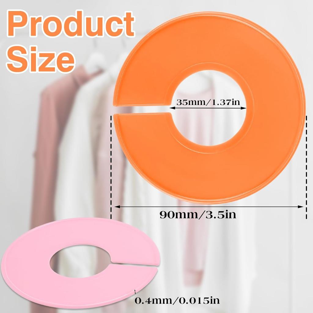 Giantree 10 Pcs Closet Dividers for Hanging Clothes, Color Plastic Rack Dividers Round Clothes Closet Labels Reble Separators